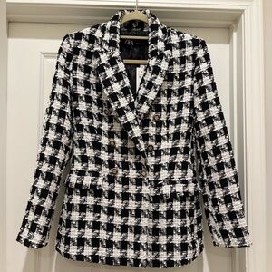 NWT Zara Houndstooth Double Breasted Blazer, size M